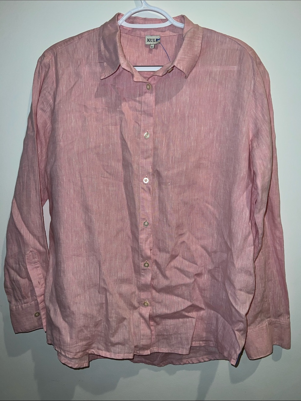 KULE Women’s 100% Linen Button-Down Shirt in Pale Pink